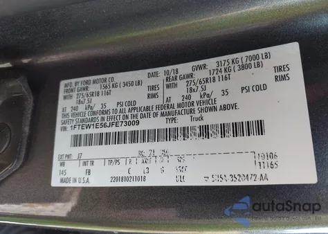 2018 Ford F150 Xlt from USA, damaged, VIN 1FTEW1E56JFE73009